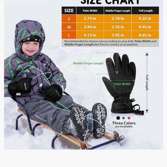 Waterproof gloves size small kids new with tags fits size 5-8 best - Picture 5 of 5